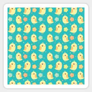 Cute Chicks & Flowers Pattern Sticker